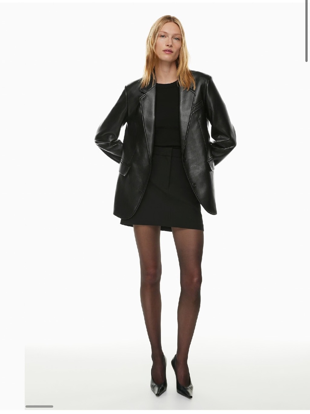 Aritzia Babaton Agency Black Leather Blazer Jacket